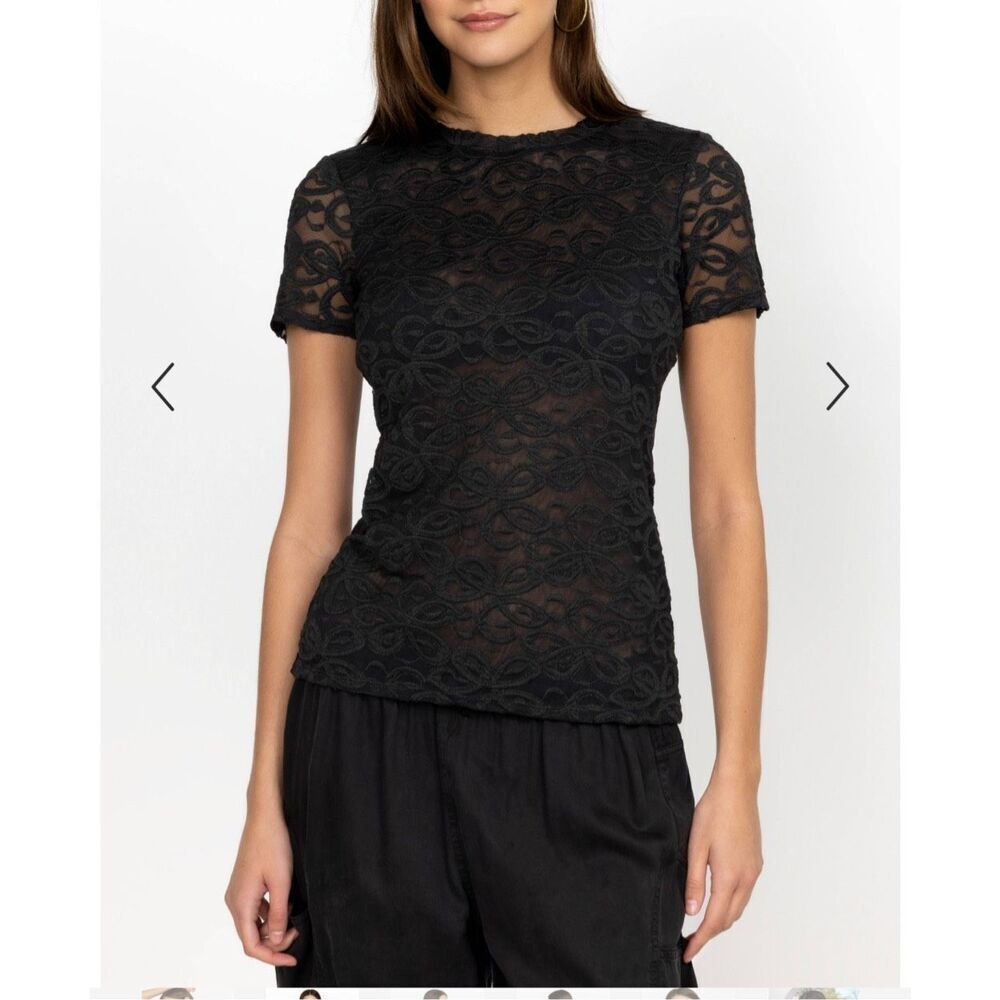 Johnny Was Astrid Sheer embroidery‎ mesh top size XXS NEW